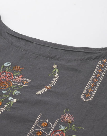 Grey Embroidered Kurti | Sudathi
