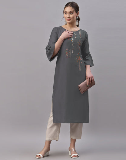 Grey Embroidered Kurti | Sudathi