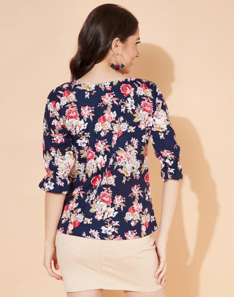 Blue Floral Printed Top | Sudathi