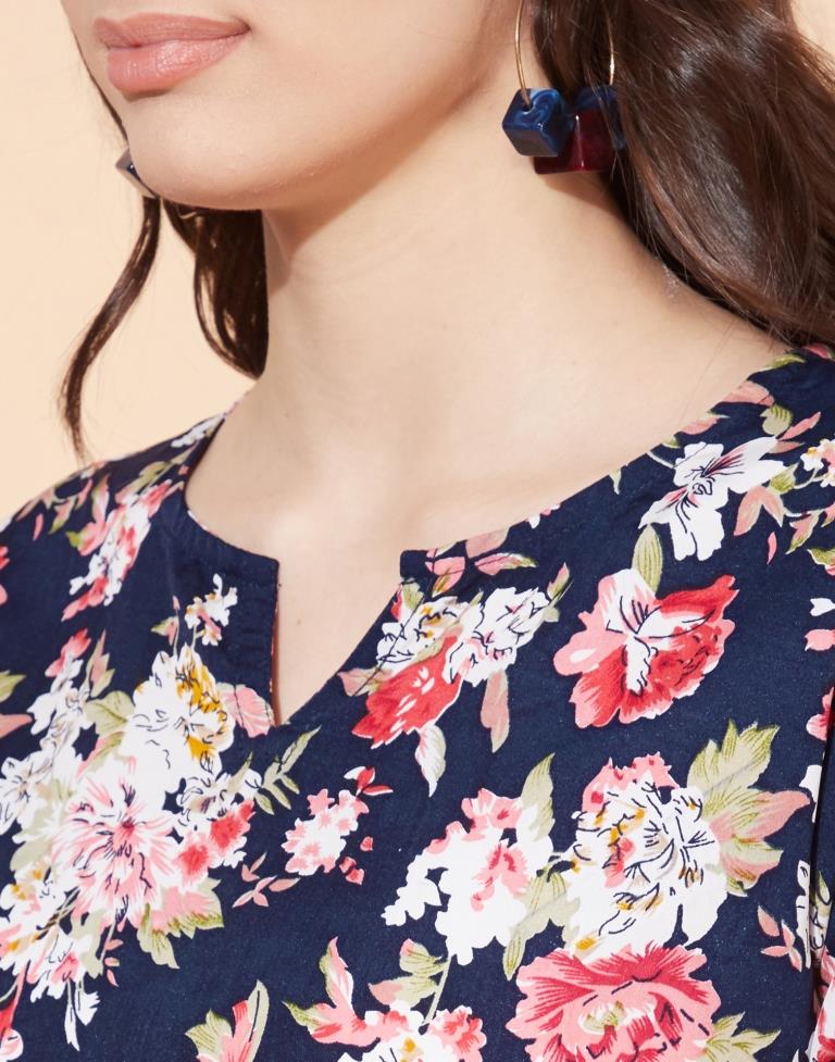 Blue Floral Printed Top | Sudathi