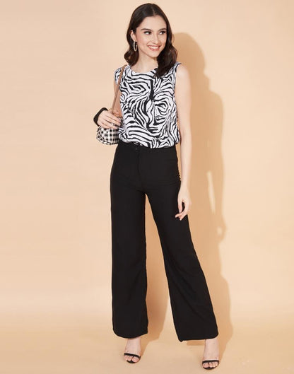White And Black Animal Printed Top | Sudathi