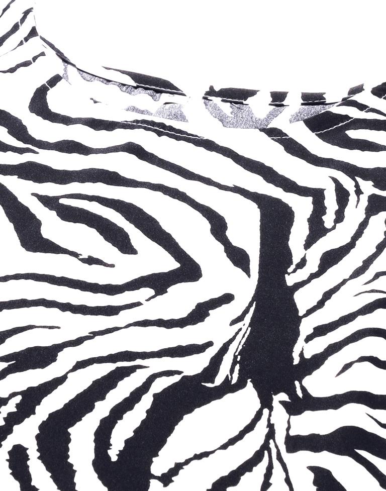 White And Black Animal Printed Top | Sudathi