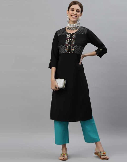 Black Embroidered Kurti | Sudathi