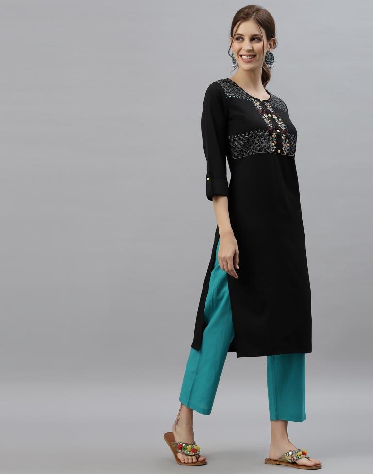 Black Embroidered Kurti | Sudathi