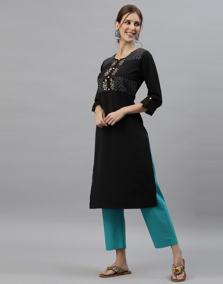 Black Embroidered Kurti | Sudathi