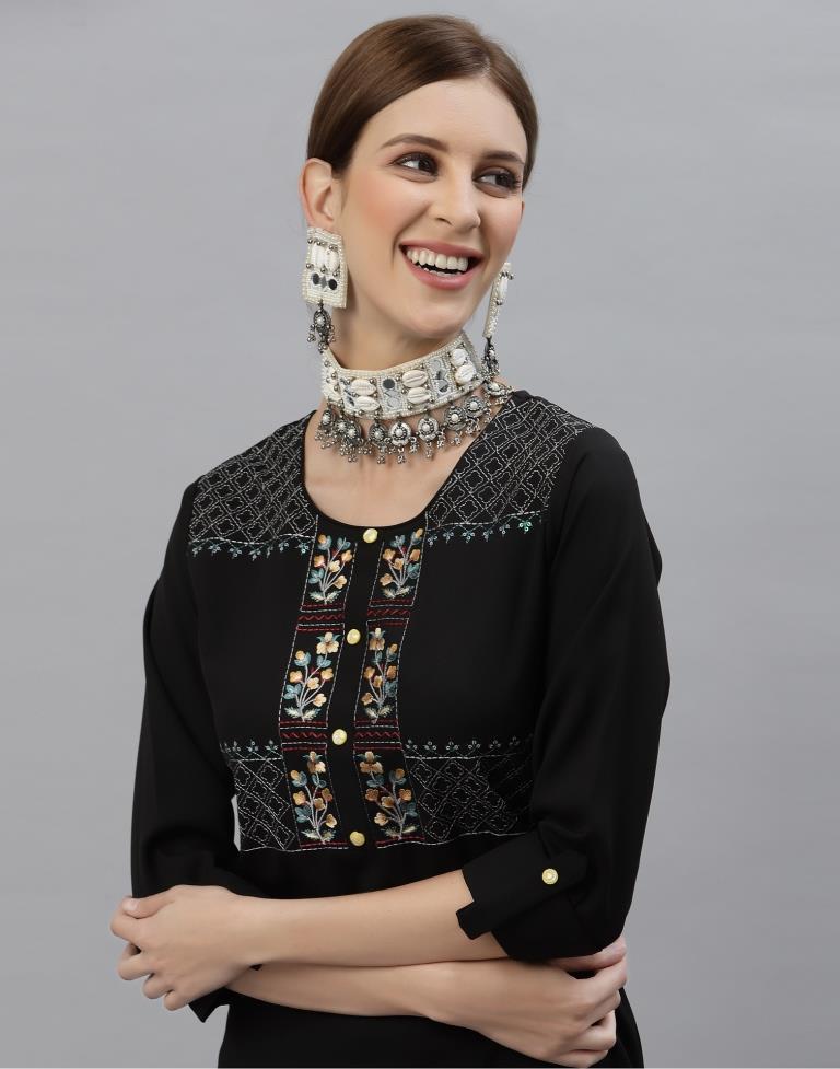 Black Embroidered Kurti | Sudathi