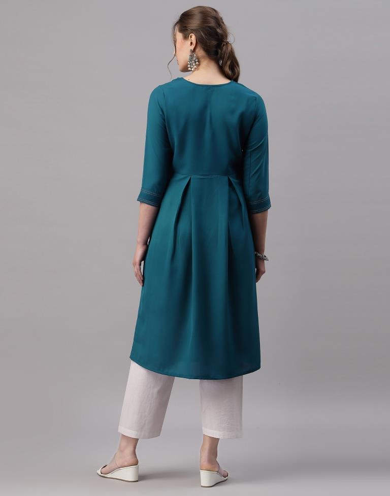 Teal Embroidered Kurti | Sudathi