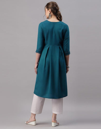 Teal Embroidered Kurti | Sudathi