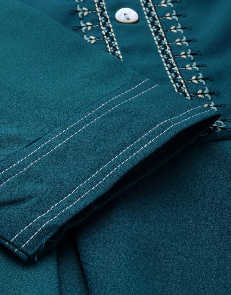 Teal Embroidered Kurti | Sudathi