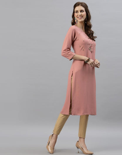 Badami Pink Embroidered Kurti | Sudathi