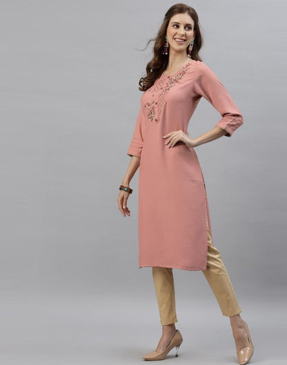 Badami Pink Embroidered Kurti | Sudathi