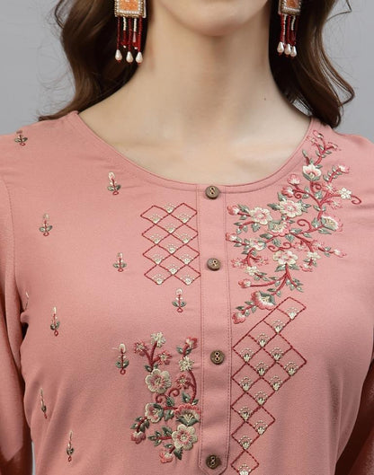 Badami Pink Embroidered Kurti | Sudathi