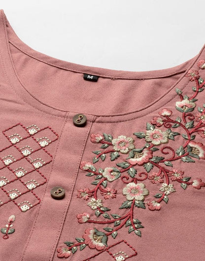 Badami Pink Embroidered Kurti | Sudathi