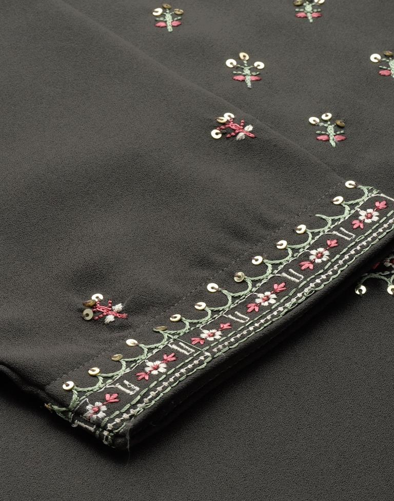 Dark Olive Green Embroidered Kurti | Sudathi