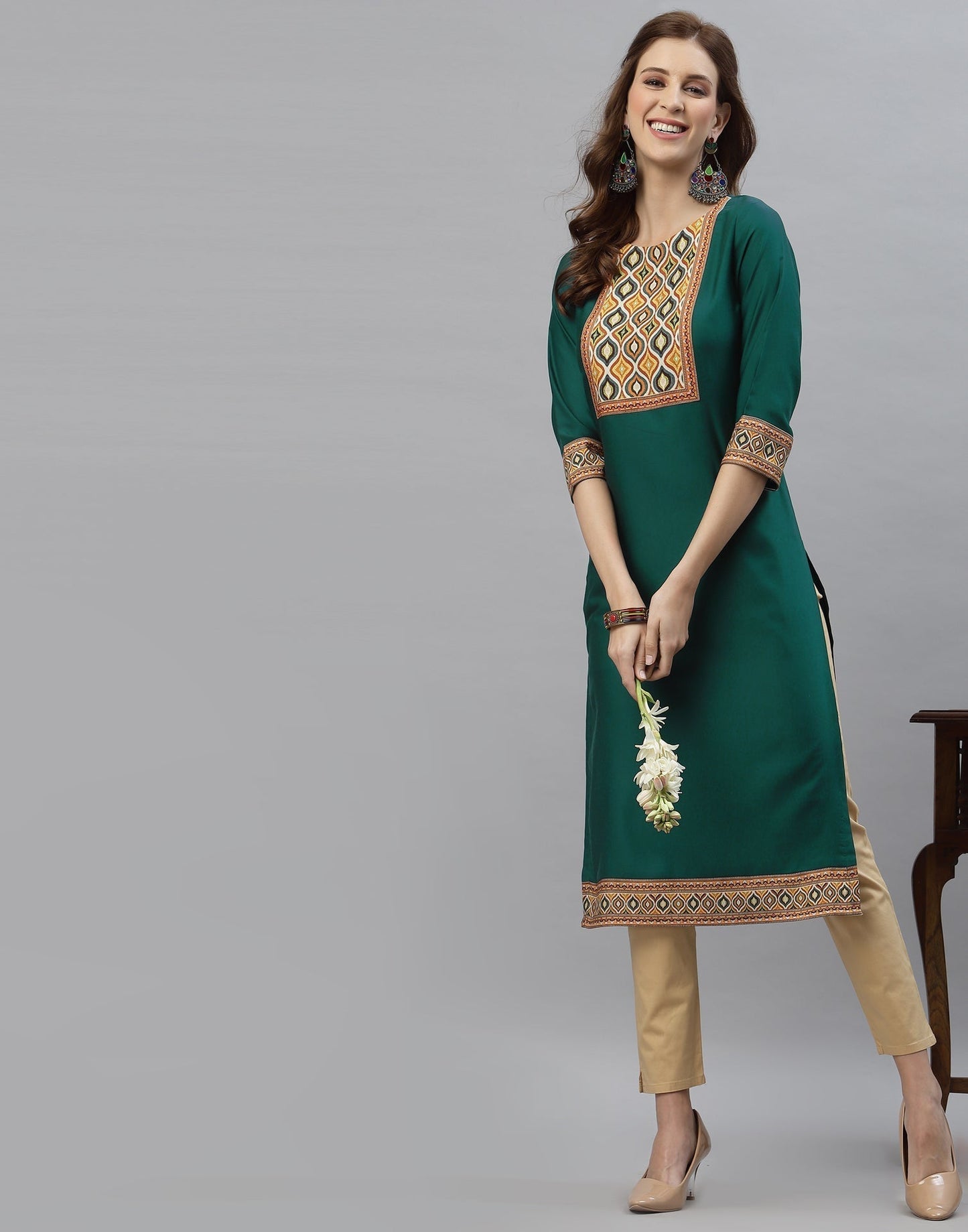 Teal Digital Printed Kurti | Sudathi