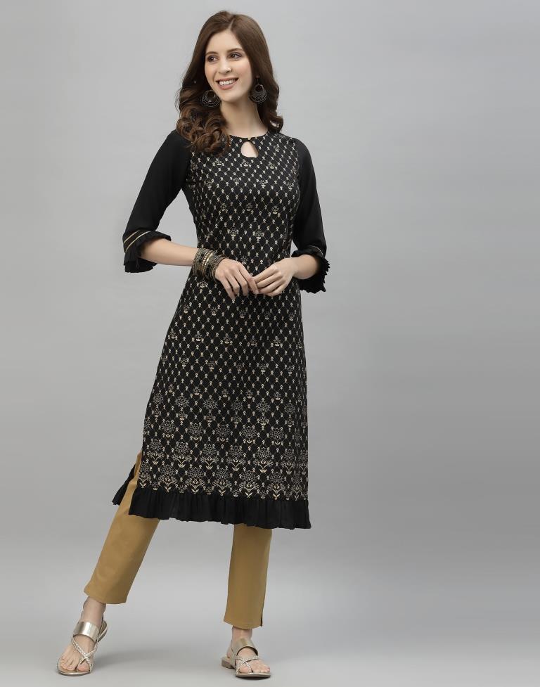 Black Printed Kurti | Leemboodi