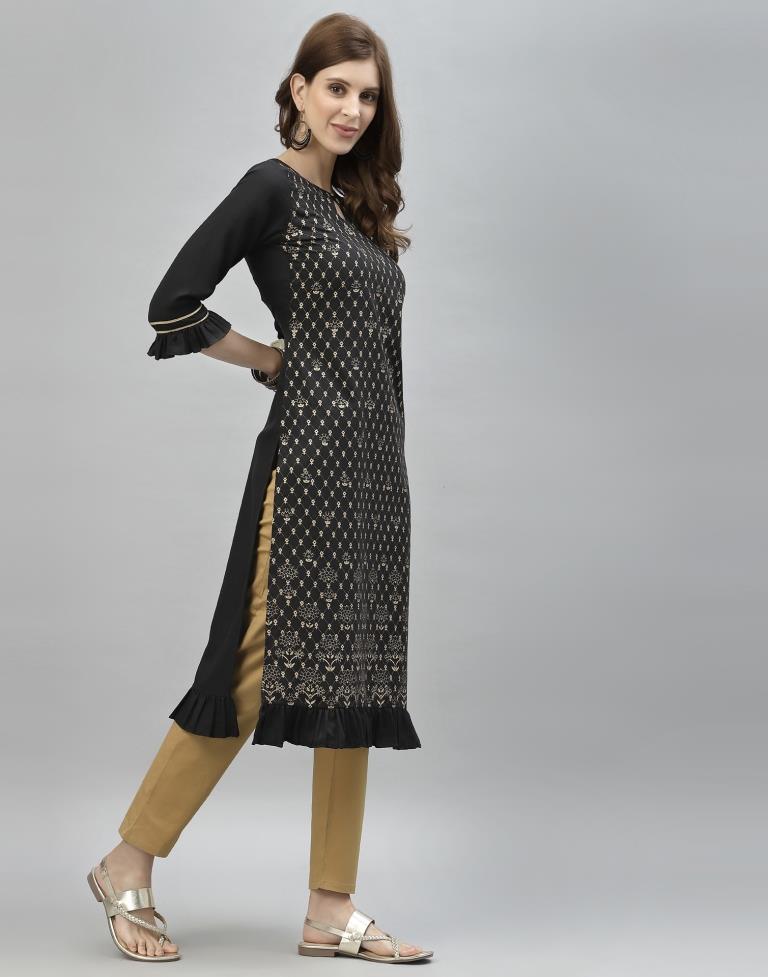 Black Printed Kurti | Leemboodi