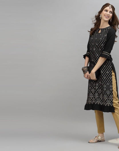 Black Printed Kurti | Leemboodi