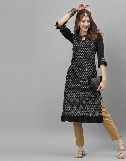 Black Printed Kurti | Leemboodi