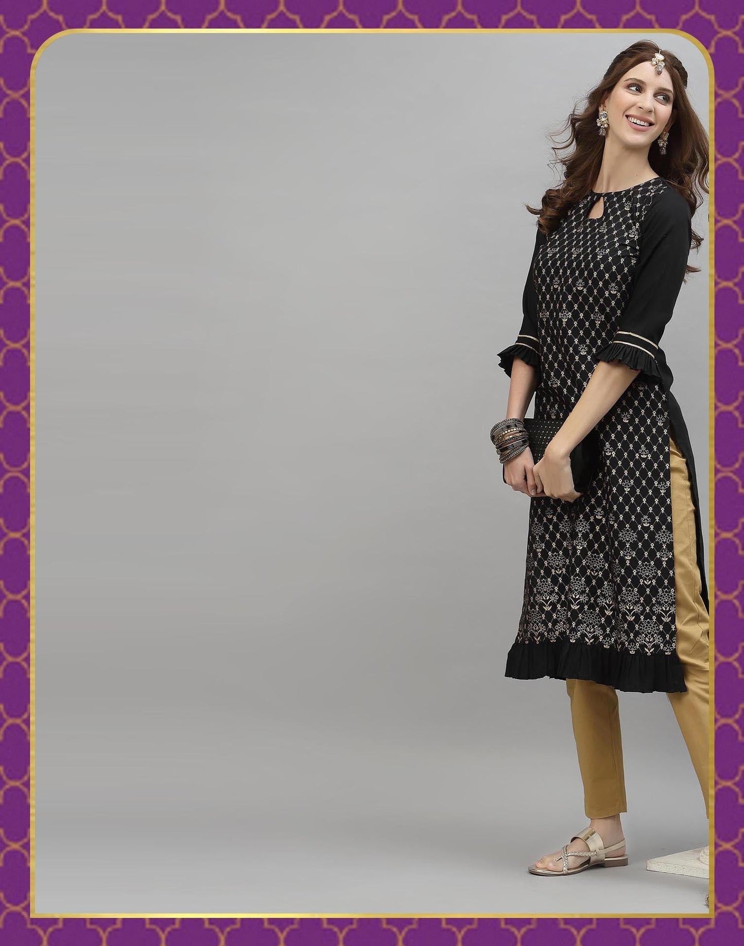 Black Printed Kurti | Leemboodi