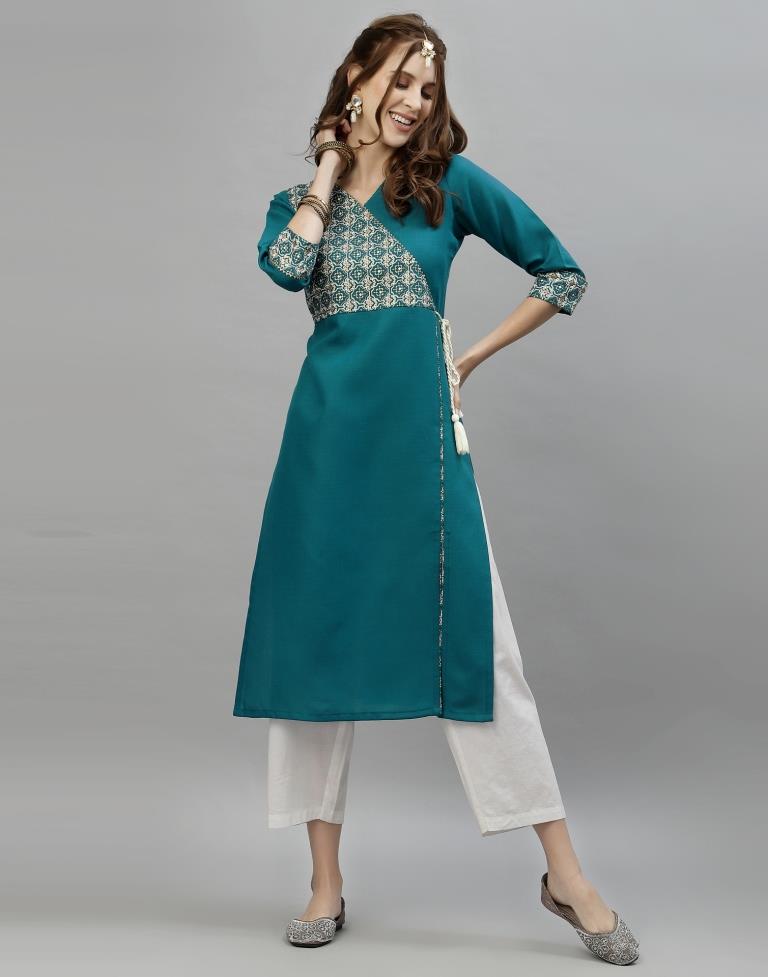 Teal Printed Kurti | Sudathi