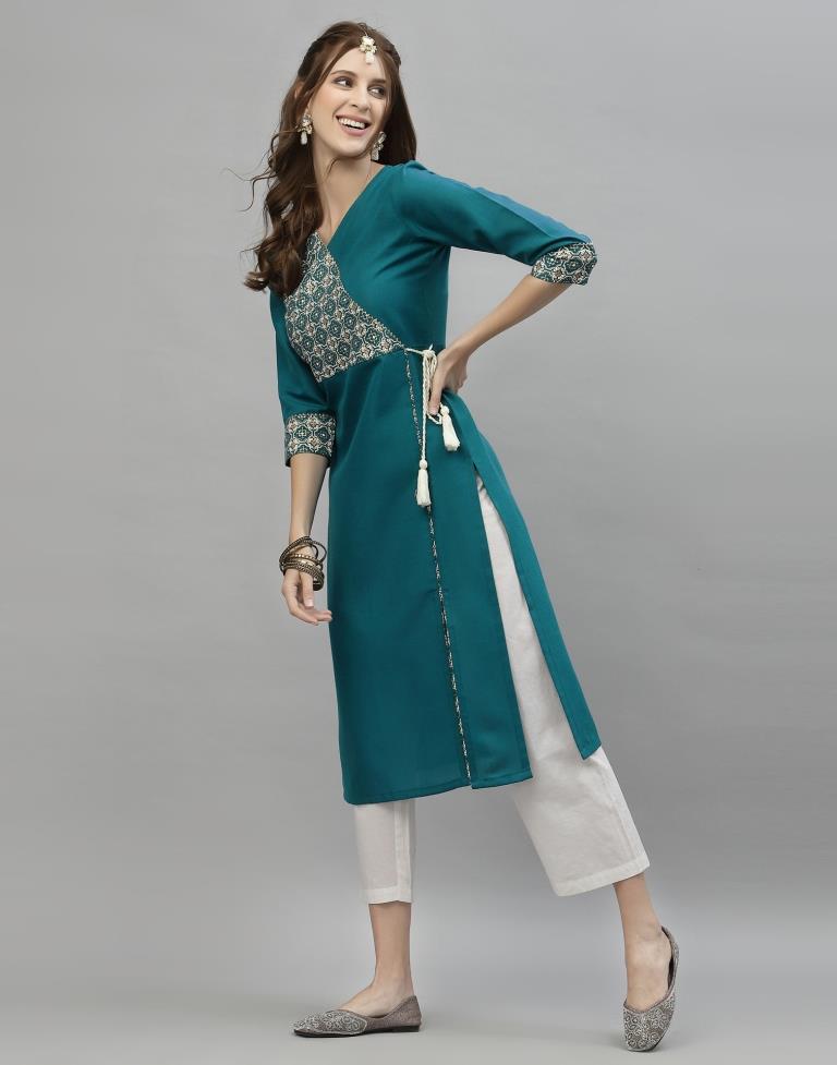 Teal Printed Kurti | Sudathi