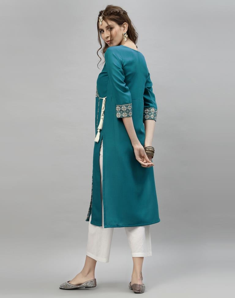 Teal Printed Kurti | Sudathi