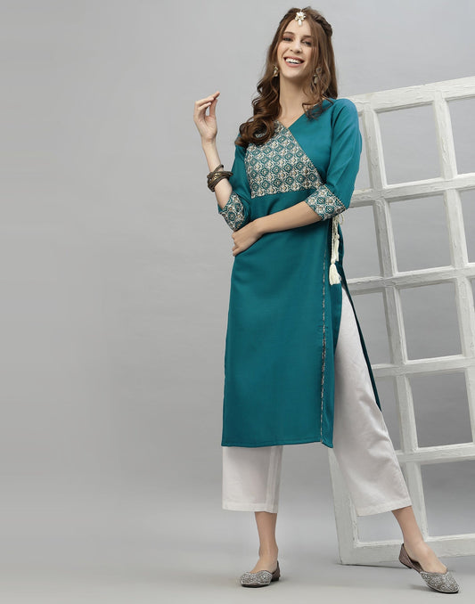 Teal Printed Kurti | Sudathi