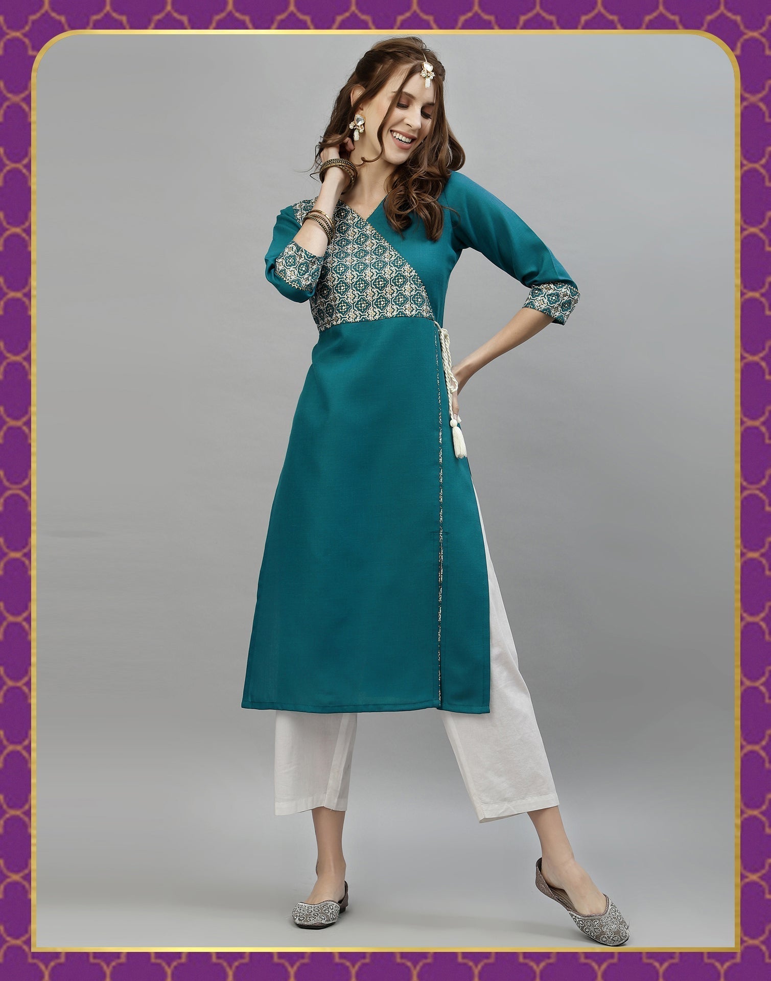 Teal Printed Kurti | Sudathi