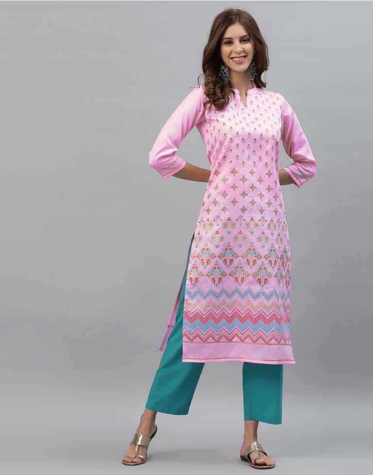 Pink Printed Kurti | Leemboodi