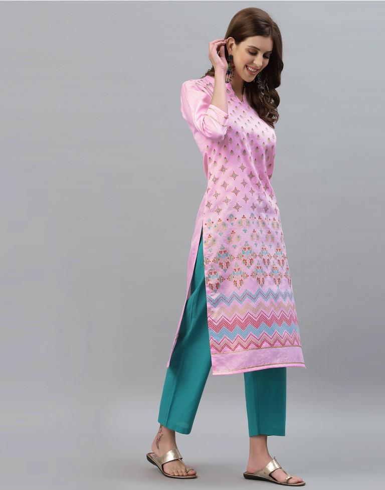 Pink Printed Kurti | Leemboodi