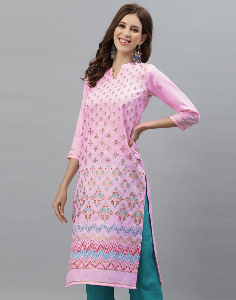 Pink Printed Kurti | Leemboodi