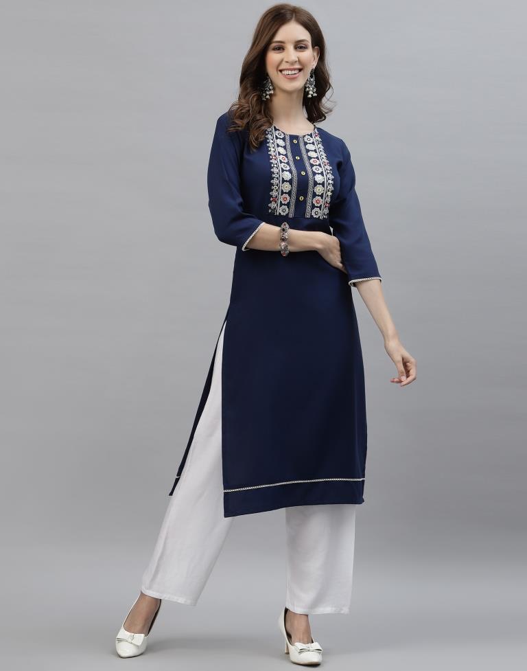 Blue Embroidered Kurti | Sudathi