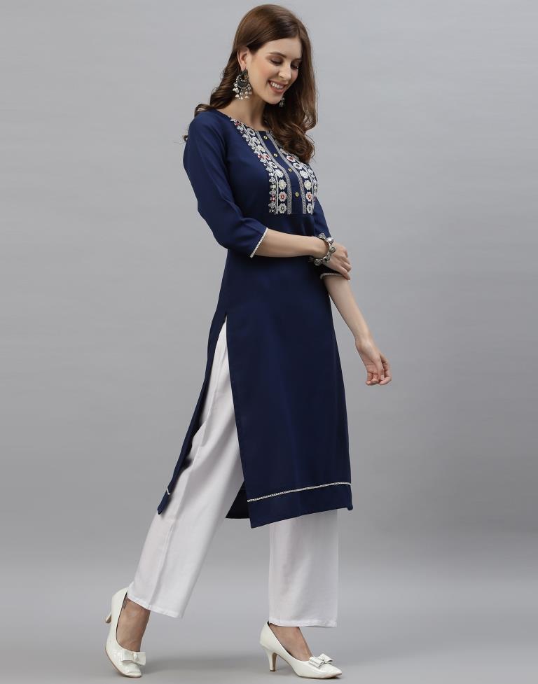 Blue Embroidered Kurti | Sudathi