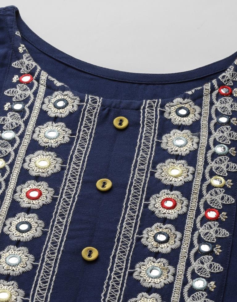 Blue Embroidered Kurti | Sudathi