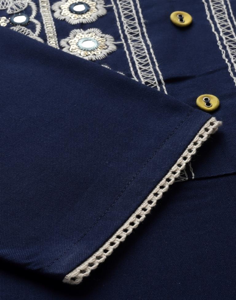 Blue Embroidered Kurti | Sudathi