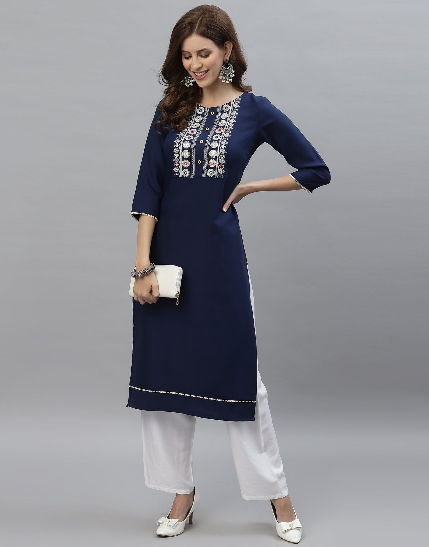 Blue Embroidered Kurti | Sudathi