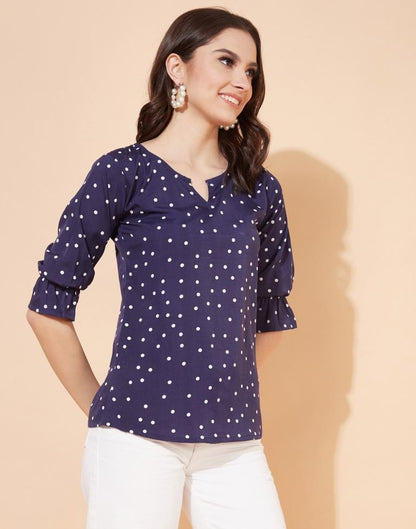 Navy Blue Polka Dot Top | Leemboodi