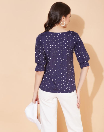 Navy Blue Polka Dot Top | Leemboodi