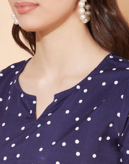 Navy Blue Polka Dot Top | Leemboodi