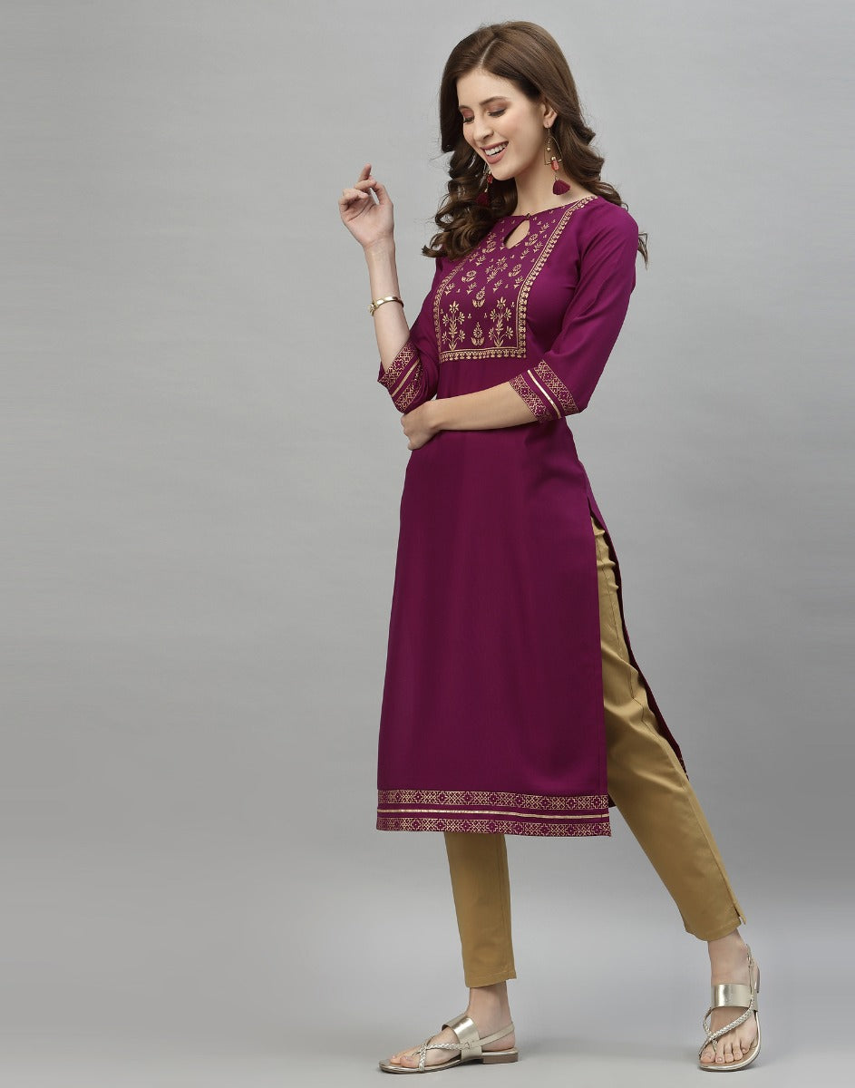 Wine Printed Kurti | Sudathi