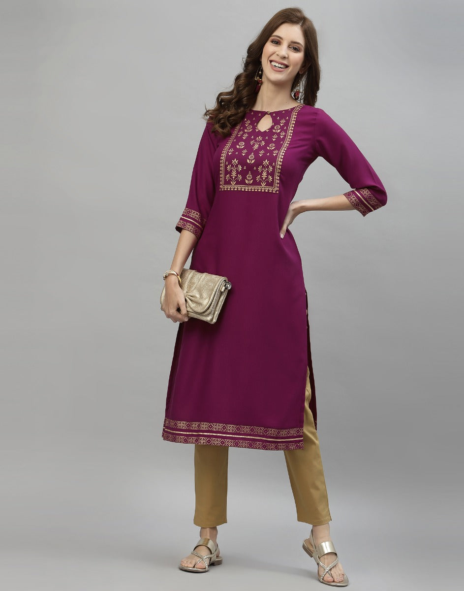 Wine Printed Kurti | Sudathi