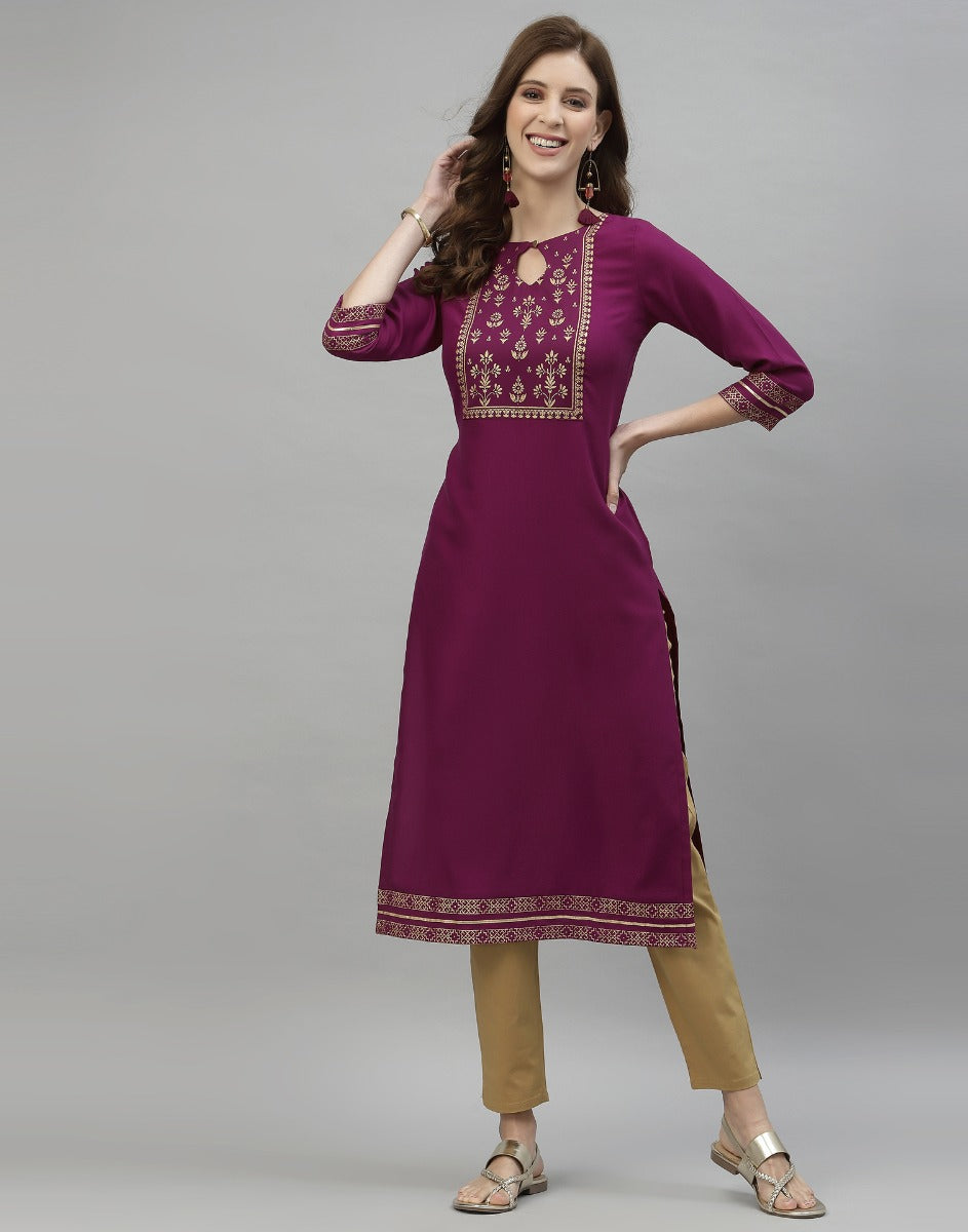 Wine Printed Kurti | Sudathi