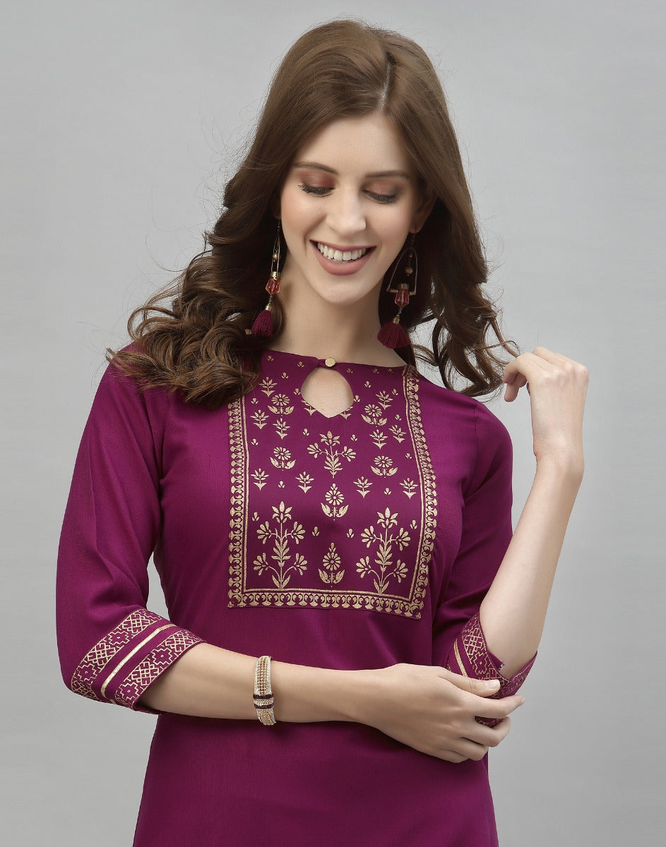 Wine Printed Kurti | Sudathi