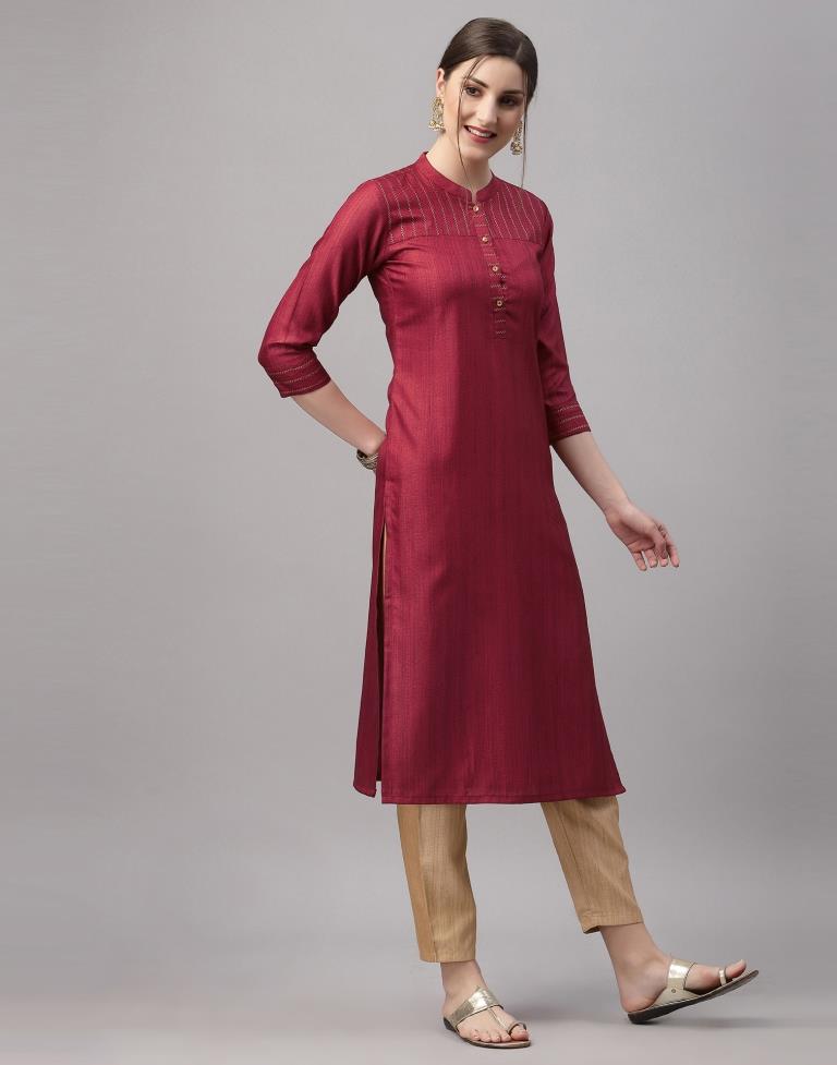 Maroon Printed Kurti | Leemboodi