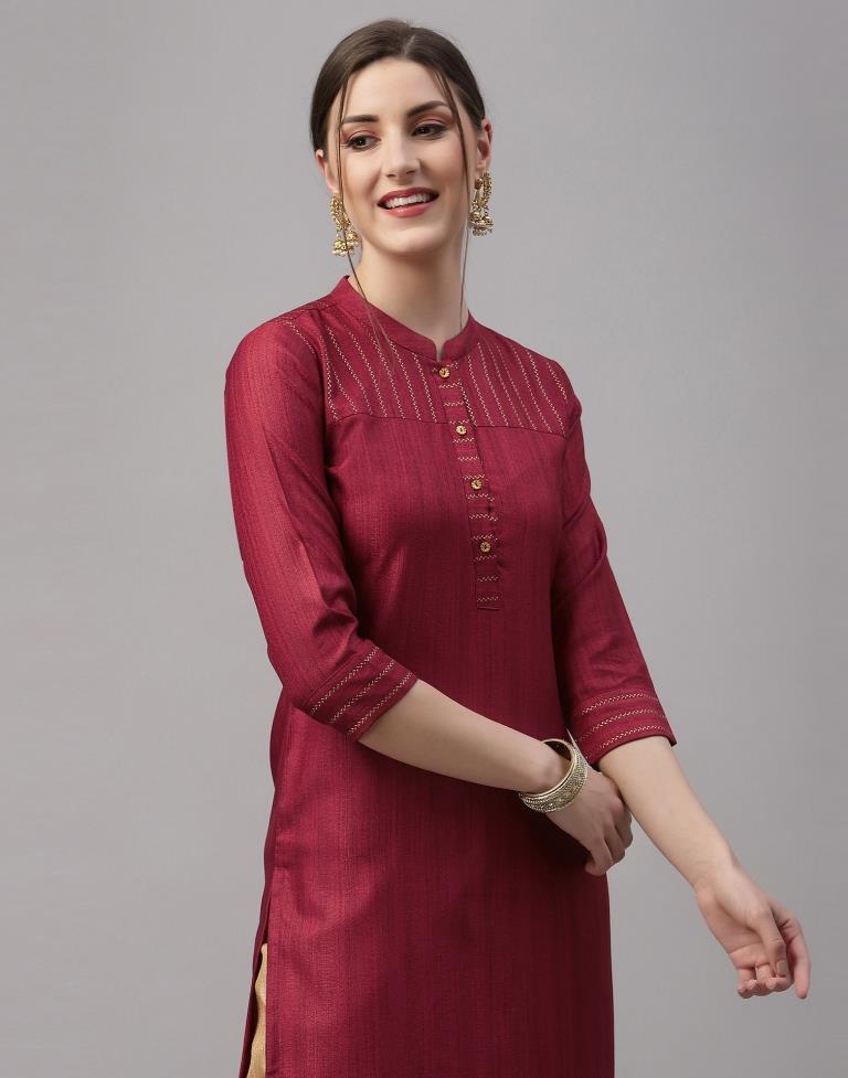 Maroon Printed Kurti | Leemboodi