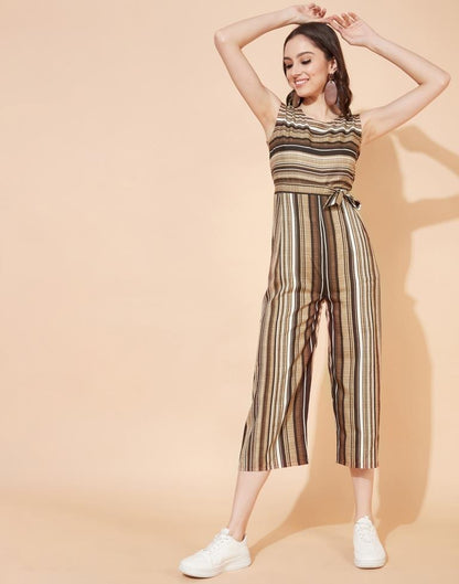 Brown Striped Jumpsuit | Leemboodi