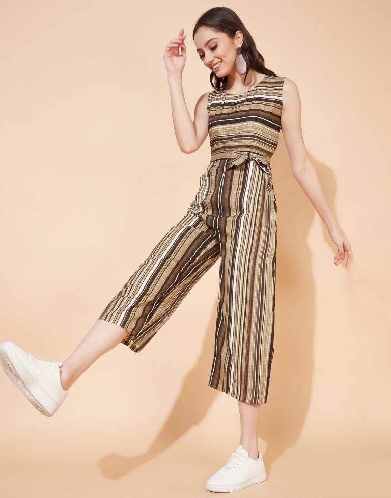 Brown Striped Jumpsuit | Leemboodi