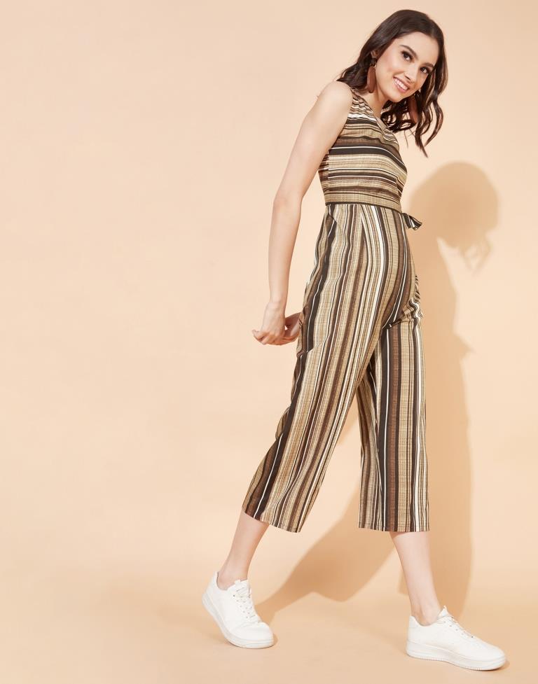 Brown Striped Jumpsuit | Leemboodi