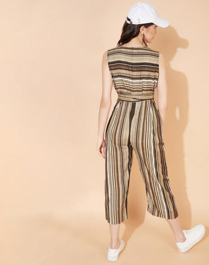 Brown Striped Jumpsuit | Leemboodi